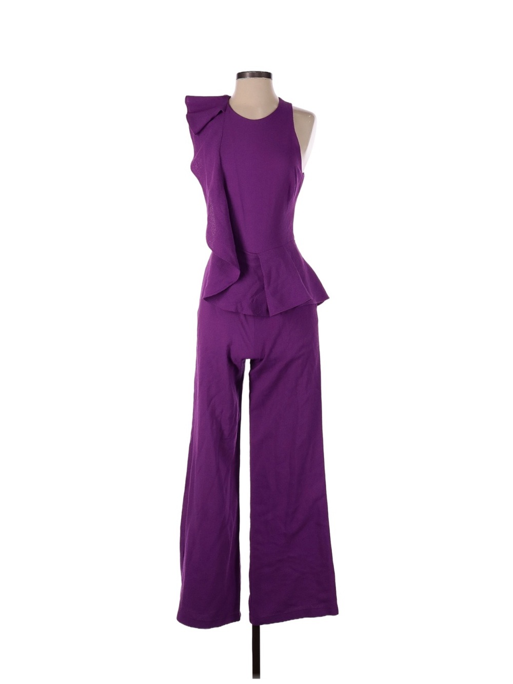Purple Sleeveless Peplum Jumpsuit